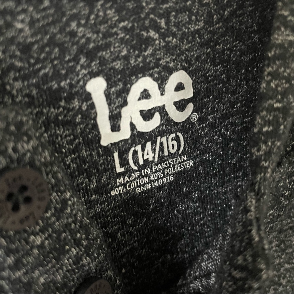 Lee Kid’s Sweatshirt With Hoodie Lightweight Charcoal Black L 14/16 Cotton Blend - Picture 5 of 15
